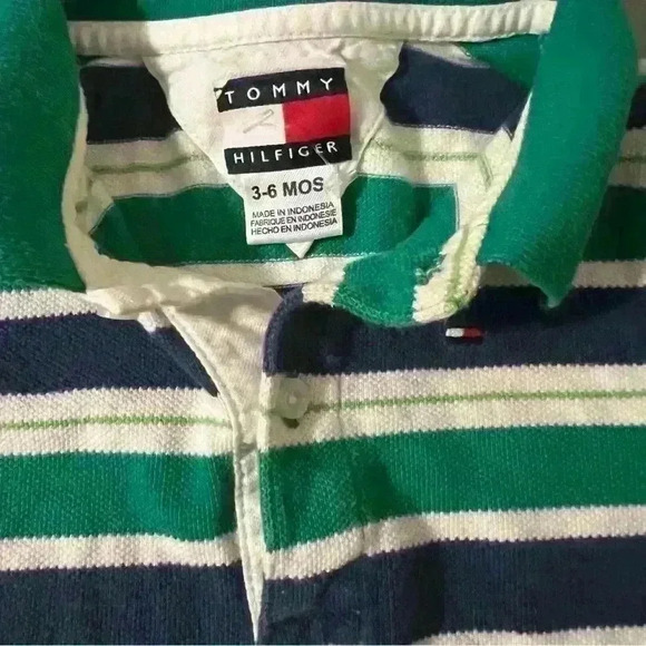 Baby boy Tommy Hilfiger polo jumpsuit. Size 3 to 6 months striped romper. - Picture 3 of 3